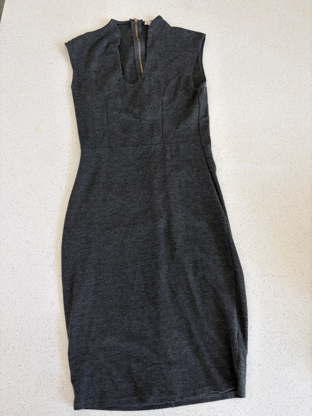 Sleek Charcoal Gray Knit Dress